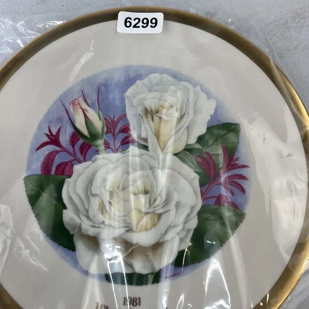 1981 WHITE‎ LIGHTNIN' American Rose Society Plate 2594- 9800